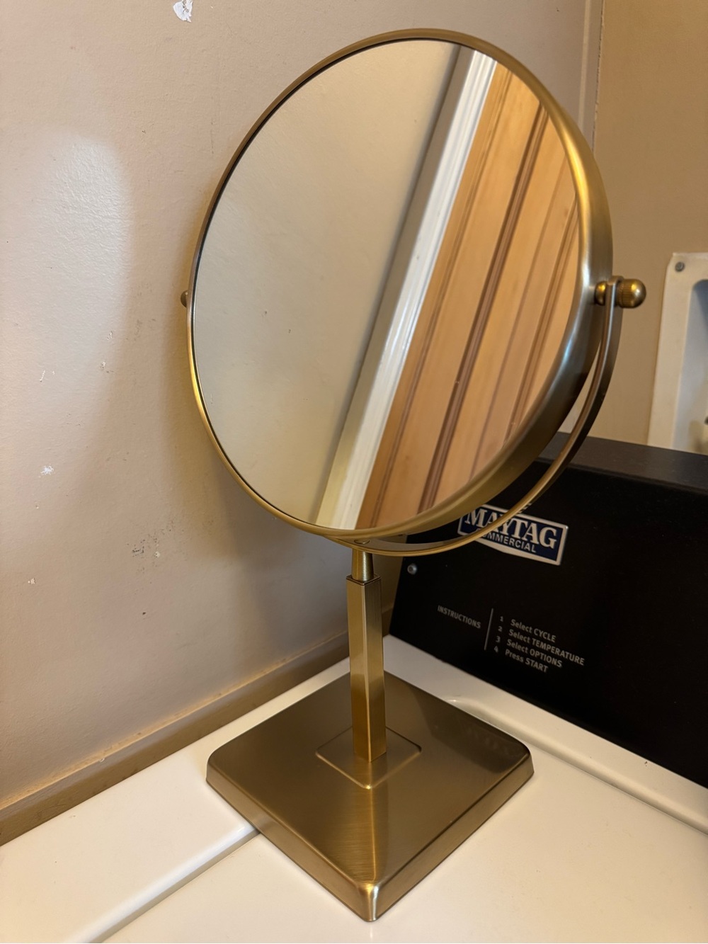 Brass Finish Vanity Mirror - Gold Accent Makeup Mirror